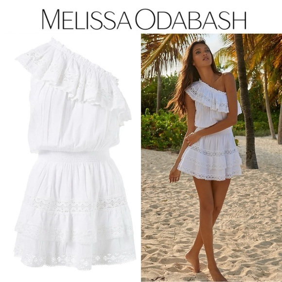 Melissa Odabash DEBBIE White One-Shoulder Dress sz M NWT 199$